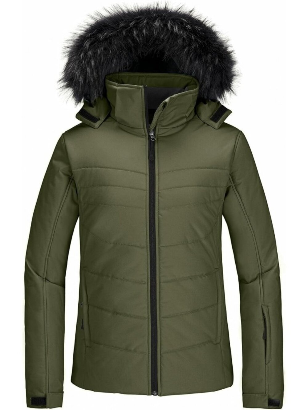 Warm Waterproof Women's Ski Jacket - Thick Hooded Winter Puffer Coat